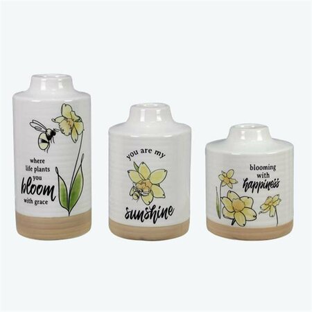 YOUNGS Ceramic Daffodil-Themed Vase Set - 3 Piece 72144
